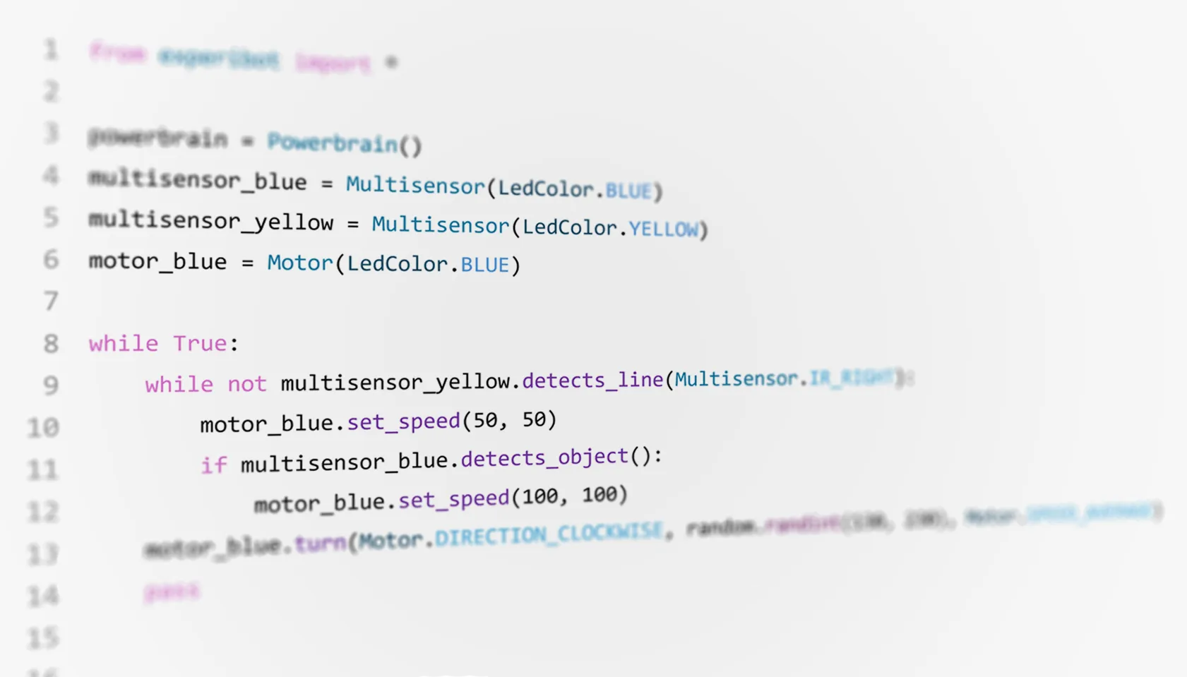 eXperiBot Python Programmiercode in einem Programmeditor.